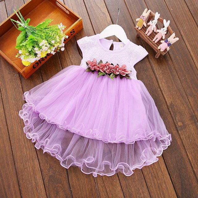 Vestido Dulce De Niña Con Flores Princesa 1-24M