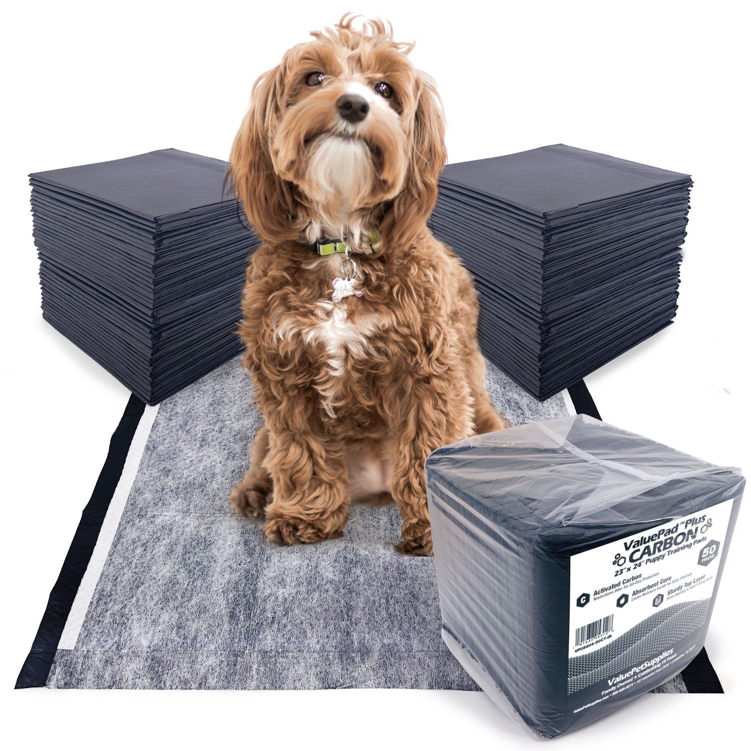 ValuePad Plus Carbon Puppy Pads Medium 23x24 Inch 100 Count Premium valuepad-plus-carbon-puppy-pads-medium-23x24-inch-100-count-premium