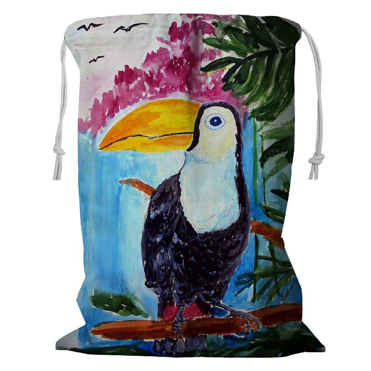 ECZJNT black bird with a yellow beak Toucan in the tropical forest Storage  Basket Laundry Bag with Drawstring 18x24 Inch - Walmart.com