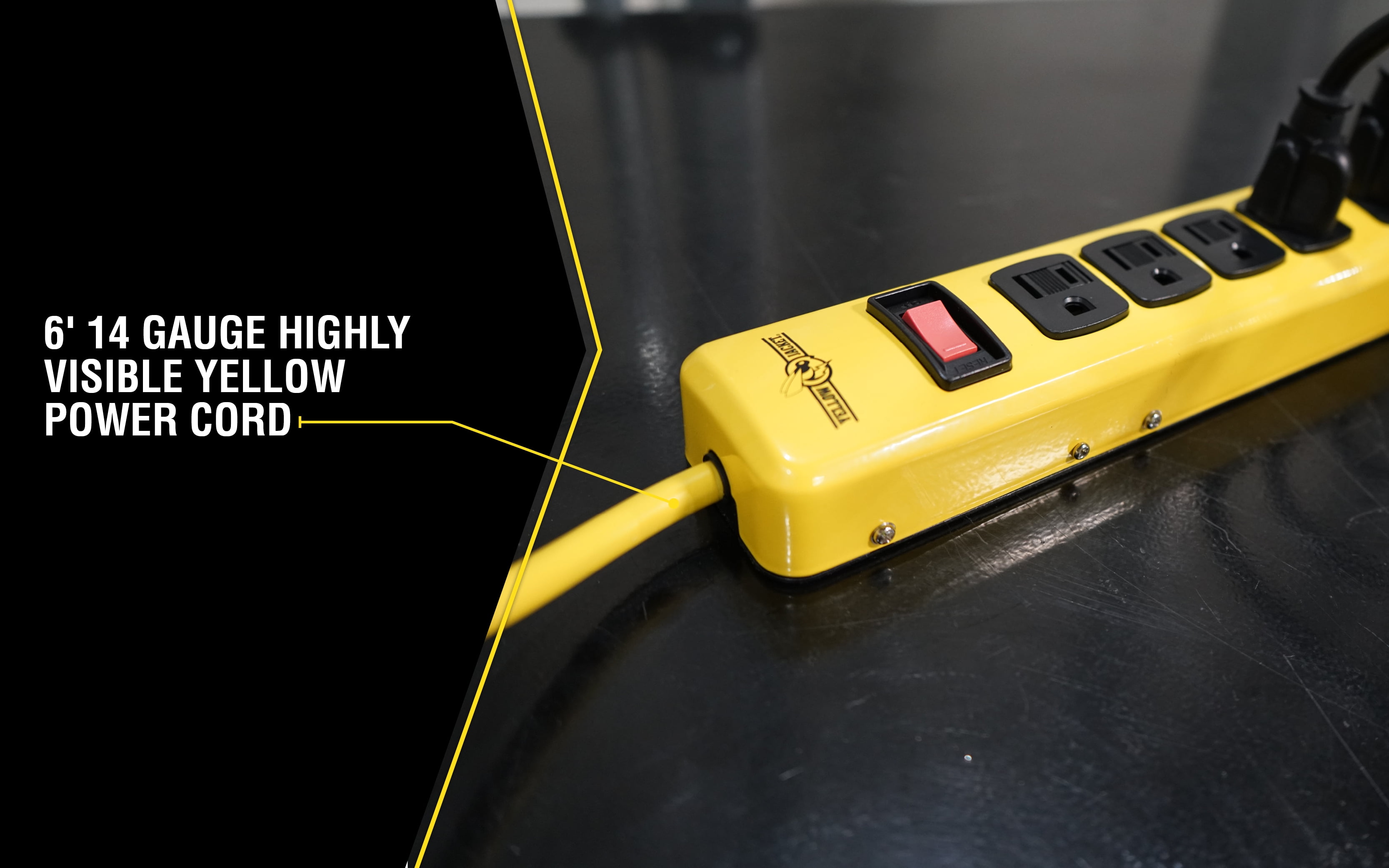 Yellow Jacket 5139N Heavy Duty Metal Power Strip with 6 Outlets And 6 Foot Cord
