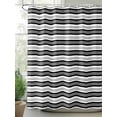 thumbnail image 2 of Boanket Polyester Fabric Boho Black Stripe Shower Curtain, Abstract Geometric White Minimalist Waterproof Bathtub Curtain Bathroom Decor Set with Hooks 72 x 96 Inches,, 2 of 6