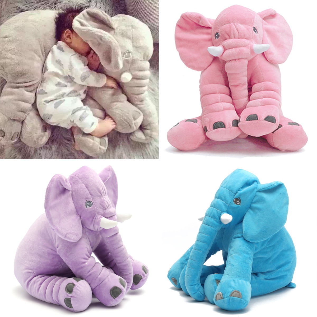 Long Nose Elephant Plush Lumbar Cushion Soft Lovely Doll Sleep Pillow ...
