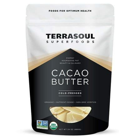 Terrasoul Superfoods Organic Cacao Butter, 1.5 Lbs - Raw | Keto | Vegan | Unrefined