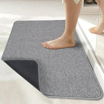 Bath Mat,Ultra Thin Bathroom Rugs,Rubber Bath Mats for Bathroom,No Slip Bath Rugs,Quick Dry,Machine Washable,Low Pile,Absorbent,Shower Outside,Sink,Home Decor Accessories.Grey,1'5"x2'3"(17x27Inch)
