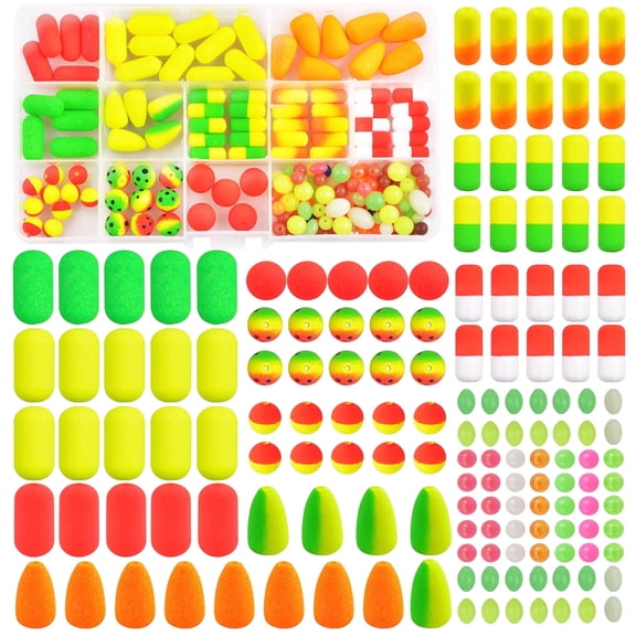 FUSIGO Pompano Rigs Floats Beads Kit,Foam Snell Fishing Floats Bobbers for Surf Fishing Live Bait Walleye Rig Making Accessories Bullet Cylinder Float for Trout Catfish