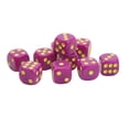 thumbnail image 1 of Juego de dados de esquina redondeada de 20 piezas de 16mm, juego de dados de 6 caras para juegos de mesa, juegos de matemáticas, puntos morados y amarillos, 1 of 12
