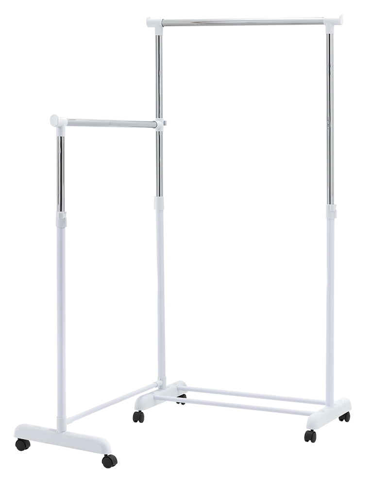 Mainstays Adjustable Rolling Corner Metal Garment Rack, Steel and PP