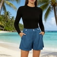 thumbnail image 7 of CFLVAEK Corduroy Shorts for Women Summer Casual Wide Leg Beach Vacation Shorts Comfy High Waisted Button Shorts with Pockets Navy XXL, 7 of 7