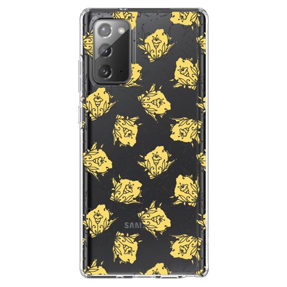 DistinctInk Clear Shockproof Hybrid Case for Galaxy Note 20 ULTRA (6.9" Screen) - TPU Bumper Acrylic Back Tempered Glass Screen Protector - Wildflower Yellow Graffiti