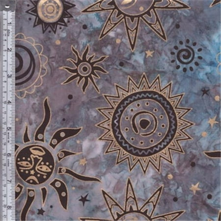 Textile Creations OY-153 Odyssey Fabric, Sun Black Gold On Blue, Grey, 15 yd.