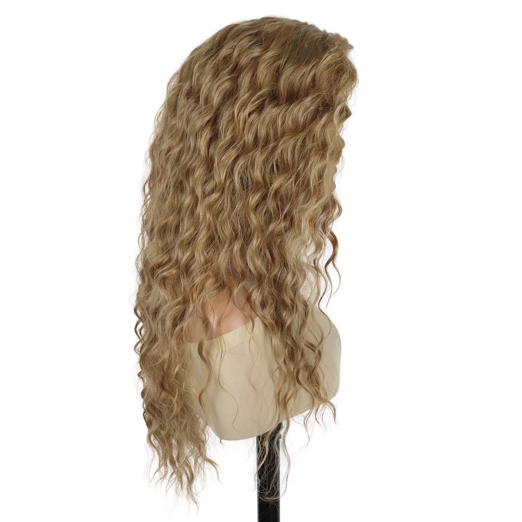 28 inch Long Brown Curly Wigs for Women Gradient Brown Wig with Dark Roots Wigs in Synthetic Hair