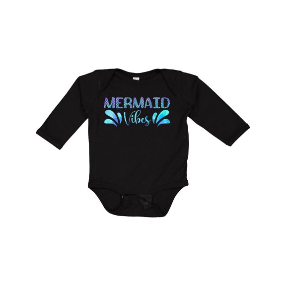 Inktastic Mermaid Vibes Text in Blues Boys or Girls Long Sleeve Baby Bodysuit