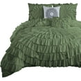 thumbnail image 2 of D.N.G. BEDDINGS 100% Egyptian Cotton 5 Piece Circle Ruffle Comforter Set with 1 Freebie Ruffle Pillow | 550 GSM Filled Microfiber - King/Cal-King Size, Moss Color - 800 Thread Count, 2 of 5