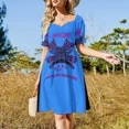thumbnail image 4 of Vestido sin mangas rosa y morado con aparato de Golgi de arte pop, traje de festival para mujer, falda de verano para mujer., 4 of 7