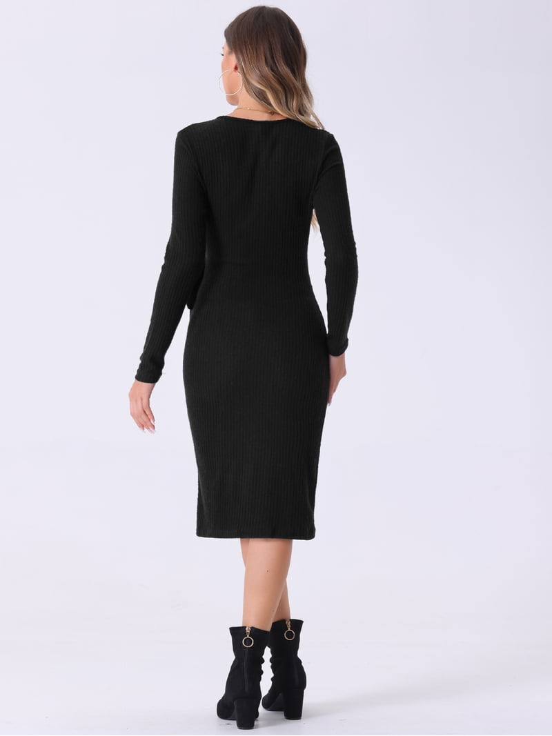 black wrap sweater dress Kate Nursing Wrap Sweater Dress | Black - S