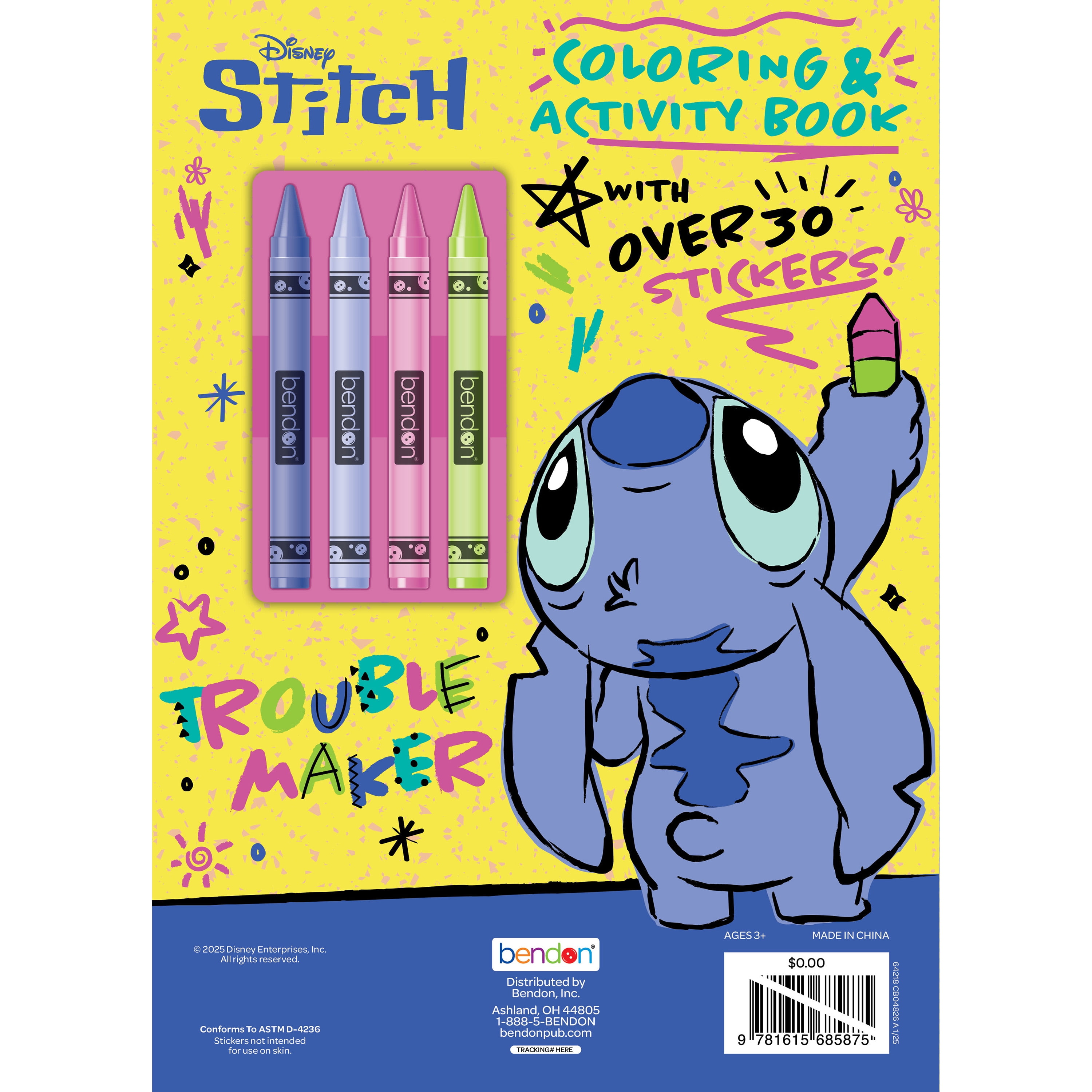 Disney Lilo & Stitch 48-Page Coloring Book with 4 Crayons, Paperback by Bendon
