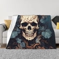 thumbnail image 1 of Balery Vintage Leaf Flower Skull Manta de Franela con Dibujo, Lujo Ultra Suave y Cálido, Antipelusa y Resistente a las Arrugas para Cama, Sofá, Camping -80"x60", 1 of 6