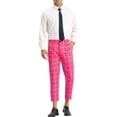 thumbnail image 2 of INSPIRE CHIC Plaid Printed Pants for Men's Pleated Front Colorful Checked Cropped Trousers Rose Red 30, 2 of 4