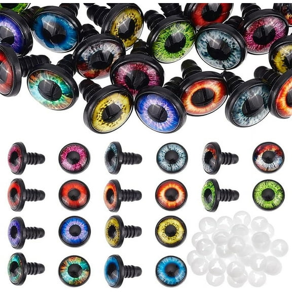 20 Pairs 10 Colors 18mm Safety Craft Eyes Dragon Eye Stuffed Animal Eyes with Washers
