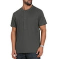 thumbnail image 4 of INSPIRE CHIC Men's Henley Shirt Breathable Short Sleeve Button Down T-Shirts L Dark Gray, 4 of 6