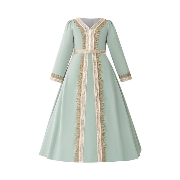 Robe de Fête pour Filles, Robe Formelle pour Tout-Petits avec Manches Longues et Bordure en Dentelle, Robe Élégante pour Anniversaire Ou Demoiselle d'Honneur