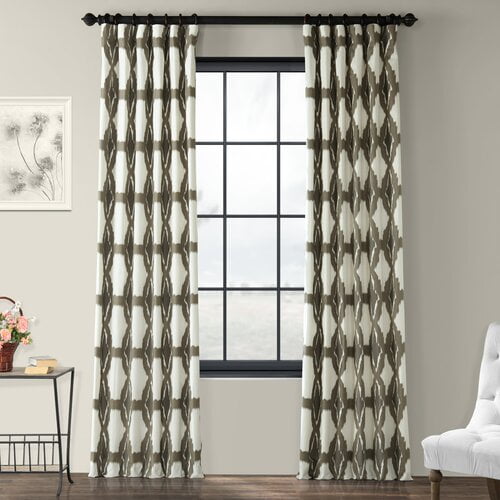 Half Price Drapes Sorong Printed Cotton Tab Top Single Curtain