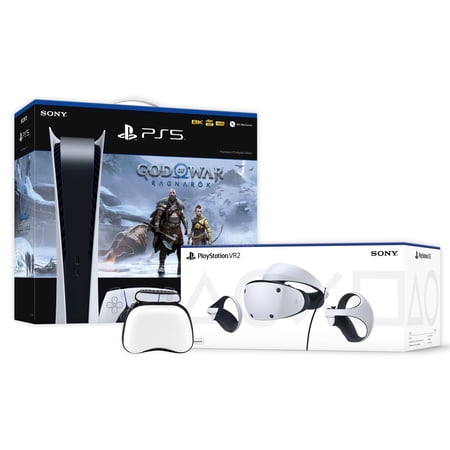 PlayStation 5 God of War Ragnarok & PSVR2 Deluxe Combo, VR2 Headset, Sense Controllers, PS5 Digital Console, DualSense, 4K HDR Rendering, Eye Tracking, with Mytrix Case- PS5 VR2 Bundle
