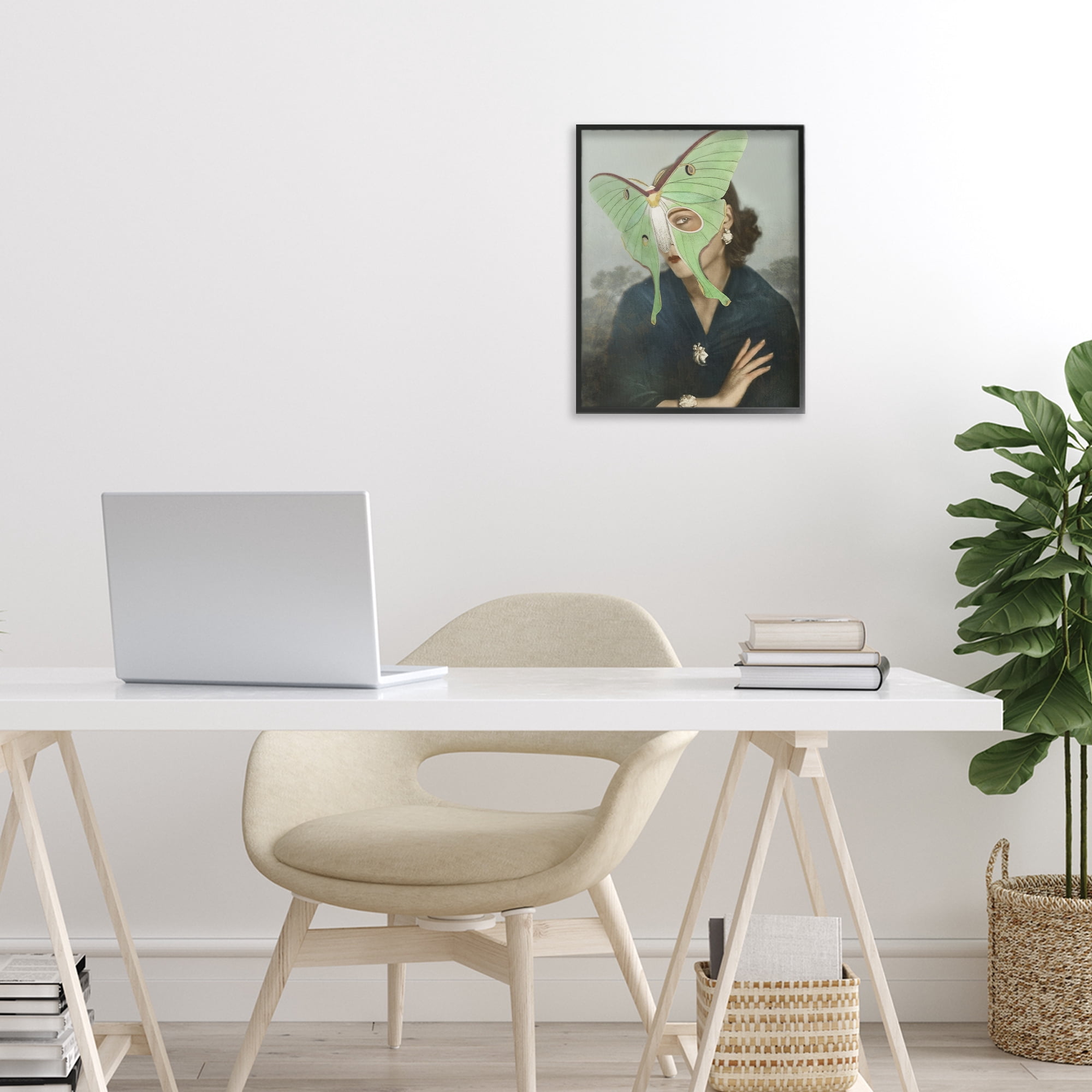 Stupell Industries Naturalist Portrait with Moth Black Framed Giclee Art, design by Victoria Barnes
