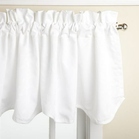 18 Inch Valance - Lorraine Home Fashions Whitfield 52-inch by 18-inch Scalloped Valance, White on White Leaf Pattern