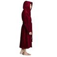 thumbnail image 2 of Men's Hooded Fleece Plush Robe Turkish Bathrobe, Wine, S/M, 2 of 2
