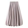 thumbnail image 2 of ZQUUVOU Women's Lantern Skirt High Waist A Line Midi Bubble Elastic Waist Midi Skirt Flowy Flattering Skirts Purple, 2 of 7