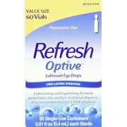 Refresh Optive Lubricant Eye Drops Single Use Vials Preservative Free 60 ct