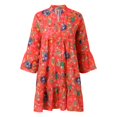 thumbnail image 4 of Women's Casual Tennis Dress for Everyday Wear Button Front Sleeve Loose Print with Comfortable Fit for Women’s V Plus Size Orange S, 4 of 8