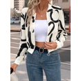 thumbnail image 6 of Women'S Printed Zip Up Jacket Long Sleeve Baseball Collar Crop Coat Outerwear White L, 6 of 8