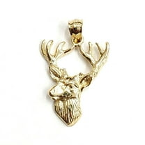 14k yellow Gold deer buck male head Hunting Pendant charm gift jewelry 2g