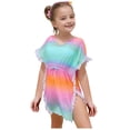 thumbnail image 3 of BOBOGOJP Girls Swim Cover Up Short Sleeve Quick Dry Kids Beach Pool Bathing Suit Wraps Pink for Size 8-9 Years, 3 of 9