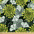 thumbnail image 2 of Ambesonne Grey Fabric by the Yard Upholstery, Abstract Floral Retro Pattern, 10 Yards, Yellow and White, 2 of 5