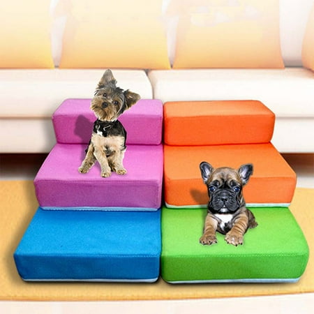 Deal of the Day - Moaere Hot 3Tier Foldable Pet Stairs Cozy Dog Ladder Cat Ramp Removable Washable Carpet Treadfor Cats/Dogs Deal of the day