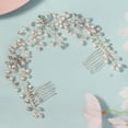 thumbnail image 6 of Miallo Bridal Hair Vine with Combs - Silver Pearl Crystal Headpiece for Wedding - Floral Back Hair Accessories for Bride, 6 of 8