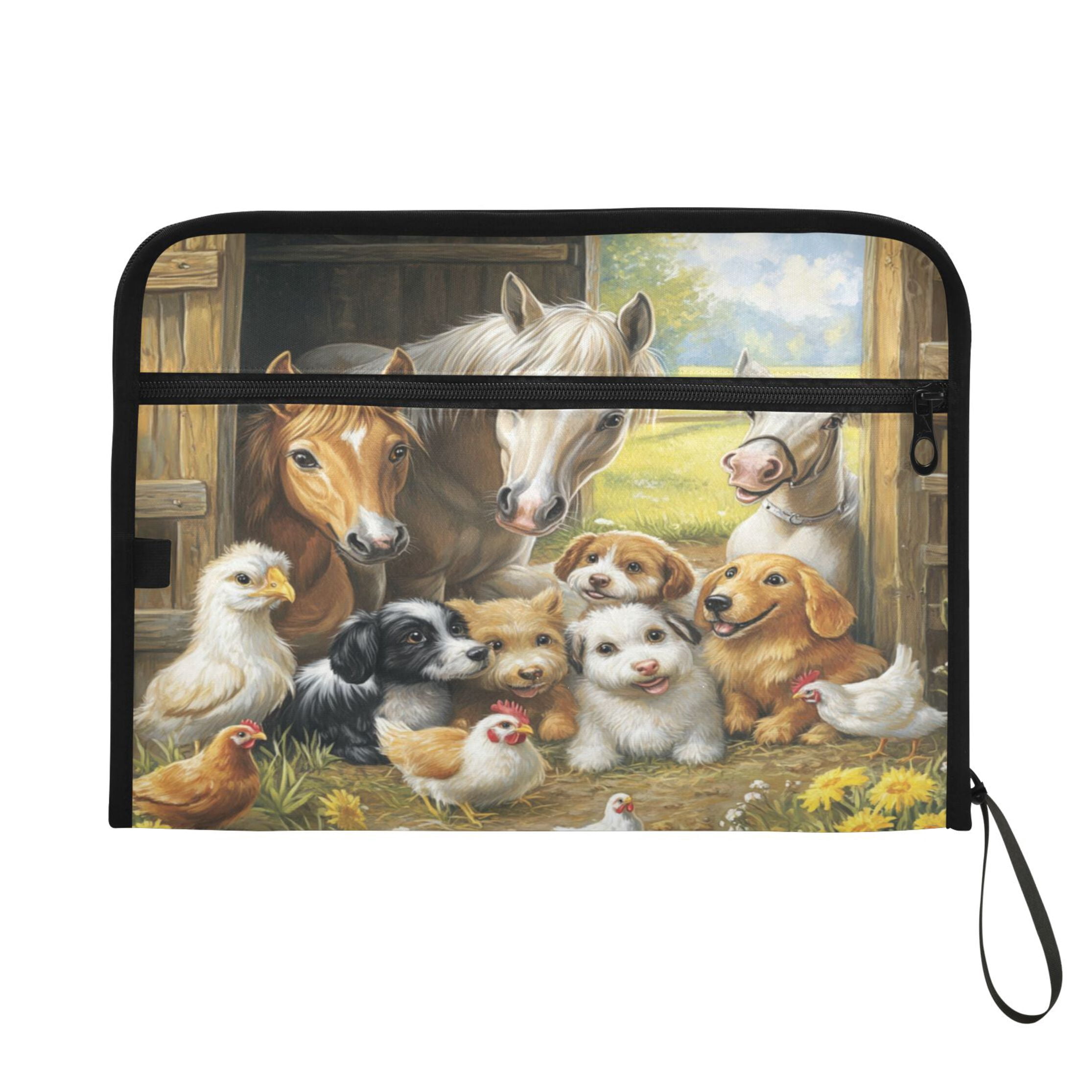 WOBOGO Farm Animals Expanding File Folder Letter Size Accordion Filing Organizer 13 Pocket Separate Organ Pocket
