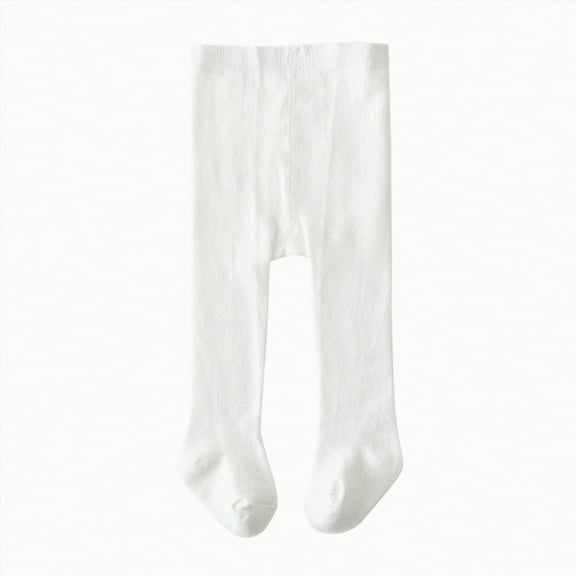 Ccpelsie Fall Winter Tights for Girls Dance Toddler Girls Leggings Footed Soft Kids Elasticity Pantyhose(White,0-9 Months)