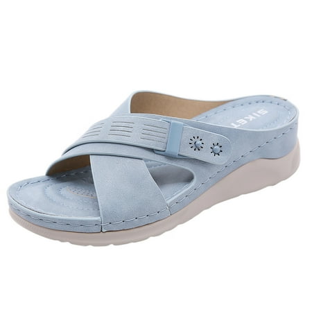 

GNEIKDEING Slippers For Women Ladies Bohemian Wedges Sandals Causal Shoes Beach Sandals Gift on Clearance