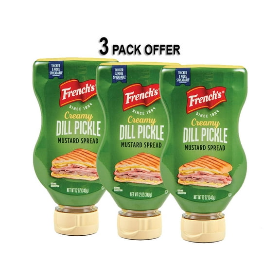 French's Creamy Dill Pickle Mustard 12 oz – Tangy Mustard Blend for Sandwiches, Salads & Grilling (3 Pack offer)
