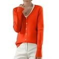 thumbnail image 2 of Resicozy Women's Classic Long Sleeve Knit Cardigan Sweaters Casual Solid Open Front Button Down Cardigans Orange S, 2 of 4