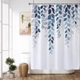thumbnail image 3 of Blue Shower Curtain, Leaves Shower Curtains for Bathroom Floral Watercolor Leaves on The Top Shower Curtain, Natural Botanical Shower Curtain 12 Pack Hooks Fabric Waterproof Home Decor 72x72, 3 of 6