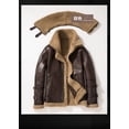 thumbnail image 5 of New Arrival Men's Winter Fashion Coat Genuine Sheepskin Leather Jacket for Motorcyclist Biker Pilot Outerware Wool Liner Double Layers Collar Brown 5XL 6XL,XL,dark brown, 5 of 8