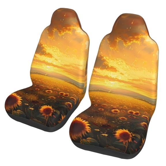 Vsdgher Sunflower Sunset Rainfall Automotive Seat Covers for Cars Trucks and SUVs – Car Seat Covers for Truck Seat Protectors Set of 2