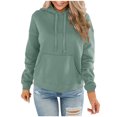 thumbnail image 2 of IROINNID Women's Long Sleeve Hoodie Mid-Length Solid Color Stylish Sweatshirt Pullover, Green, 2 of 8