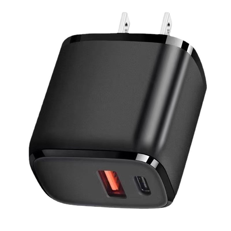 Dual Port 45W PD QC Wall Charger Block Black, USB‑C & USB‑A High‑Speed Charging Plug for Samsung Galaxy S24 S23 S22, Note 20 Ultra