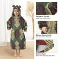 thumbnail image 3 of FORMRS Wearable Blanket Hoodie with Sleeves for Kids Cozy Flannel Sweatshirt, Green Tartan Pattern, 3 of 7